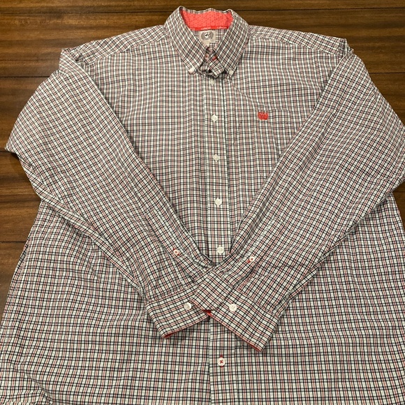Cinch - button up black and red plaid size Large Men's shirt - Picture 1 of 7